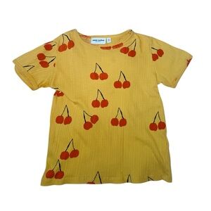 [AS-IS] Mini Rodini organic Yellow Cherry Ribbed Tee - Sz 6-7Y (116/122) - Read!